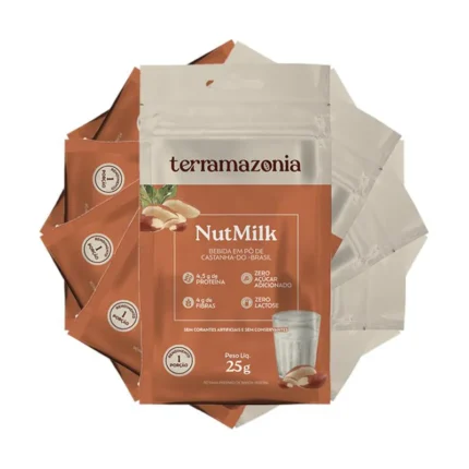 Kit 6x: Bebida Vegetal de Castanha do Pará em Pó Nutmilk Sachê Terramazônia 25g